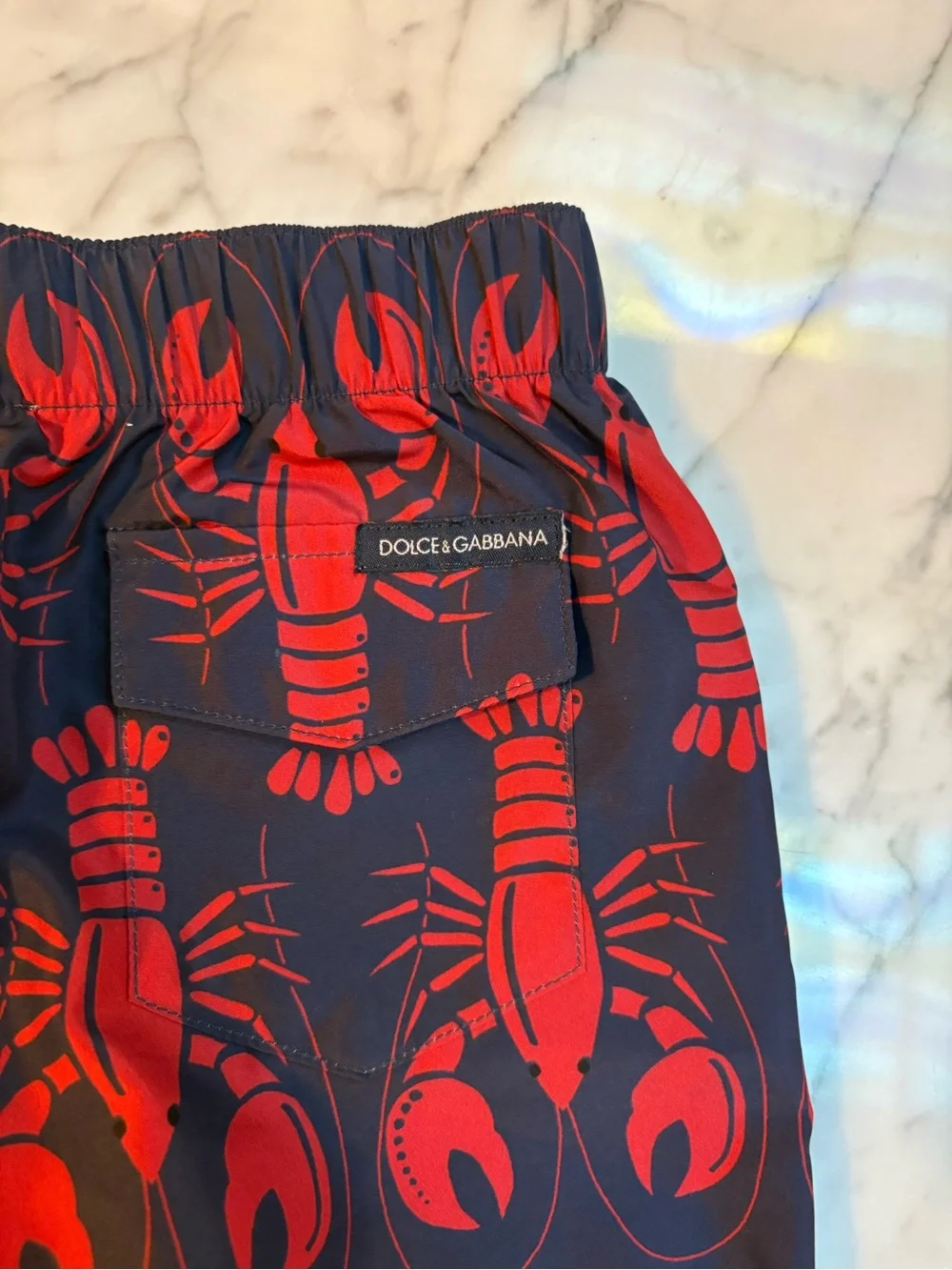 Dolce & Gabbana Navy Swim Shorts with Red Print 9month NWOT